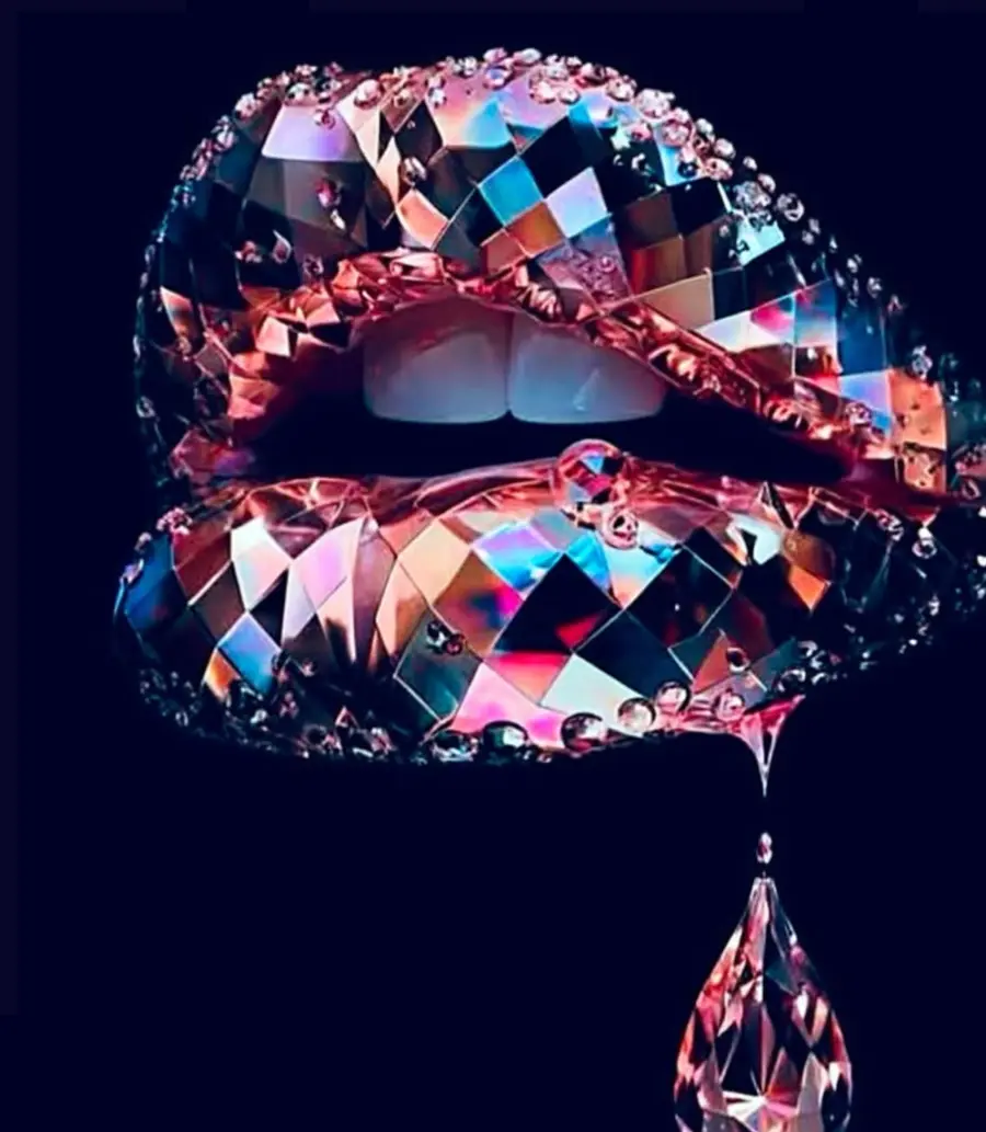 Get Lippy with Mel crystal lips artwork with a dripping pink gem